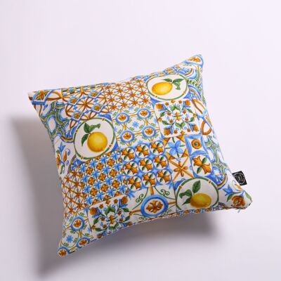 Mediterranean pattern waterproof throw cushion, 15”