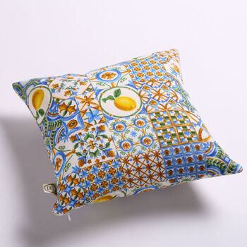 Coussin décoratif imperméable motif méditerranéen, 15" 4
