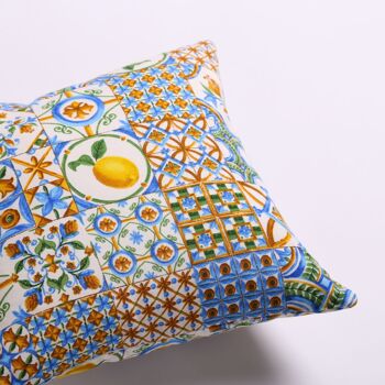 Coussin décoratif imperméable motif méditerranéen, 15" 8