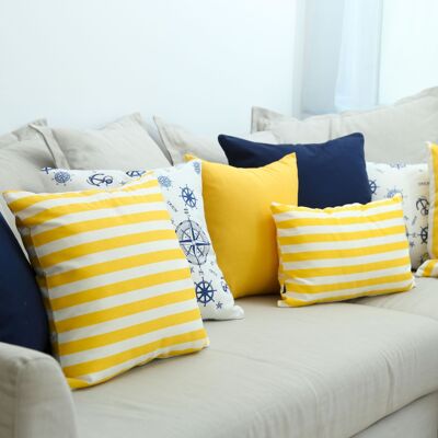 Yellow and white stripes pillow 18”
