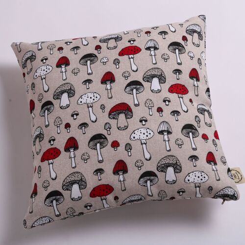 Mushrooms red and gray throw cushion, 15”