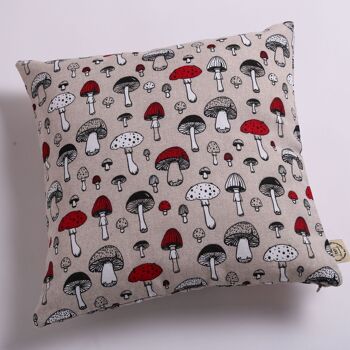 Coussin décoratif Champignons rouges et gris, 15" 1