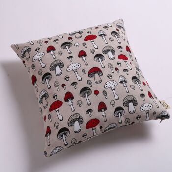 Coussin décoratif Champignons rouges et gris, 15" 5