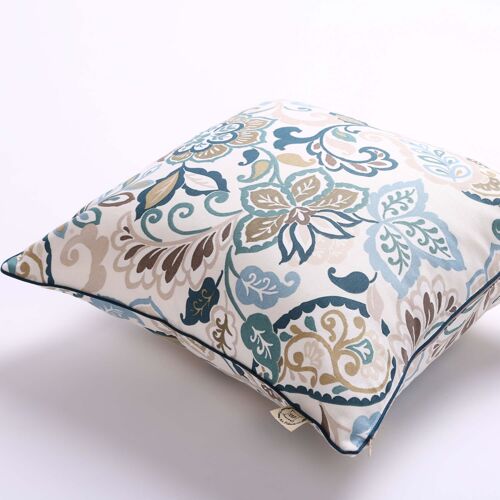 Turquoise paisley throw cushion 15”