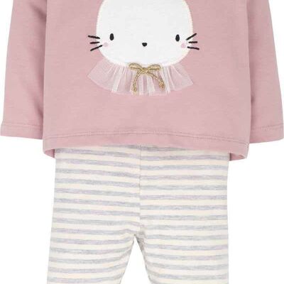 Girls set -Rabbit, 2 pieces with motif in pink