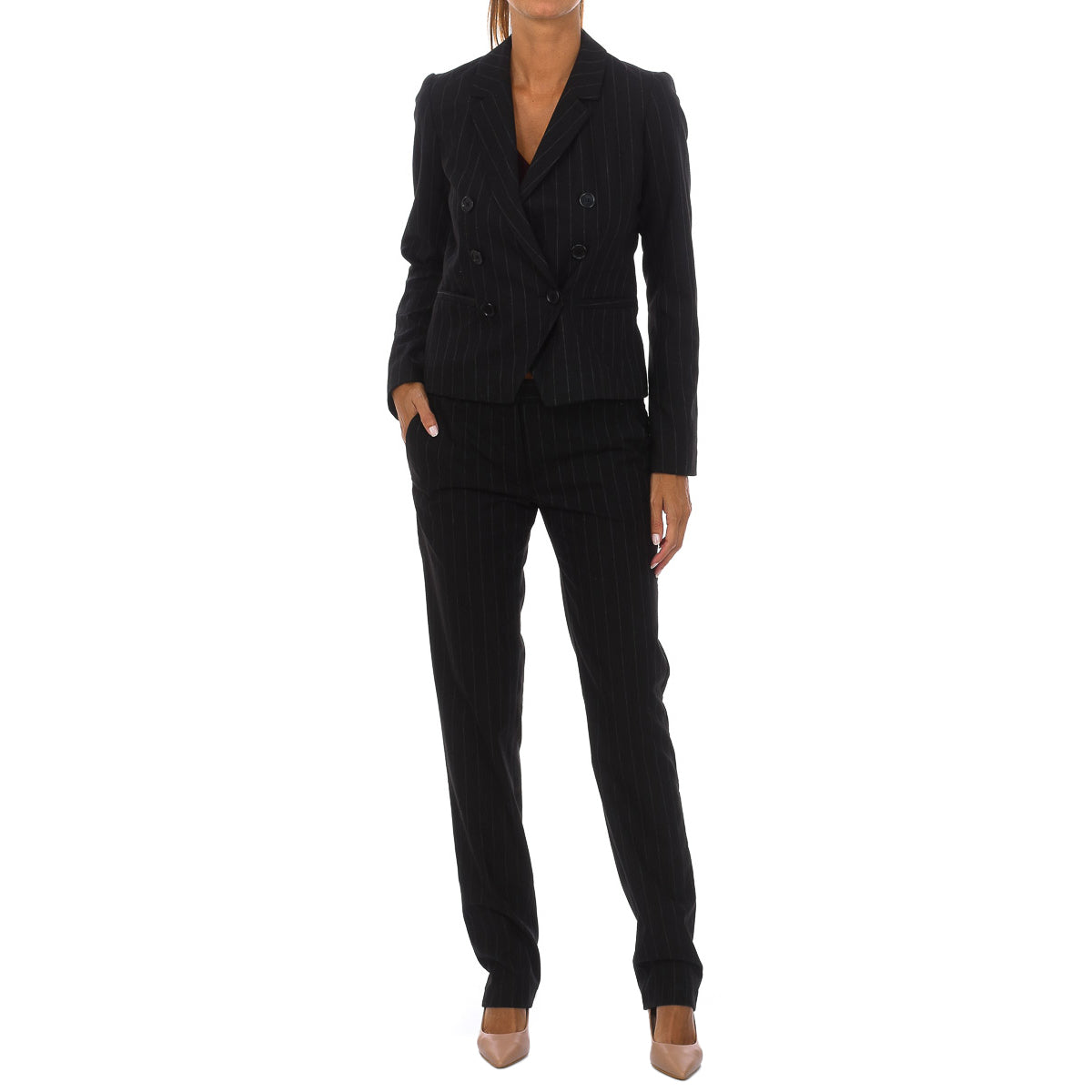 BANQUIER V000601 Women's Button-Down Blazer with Lapel Collar