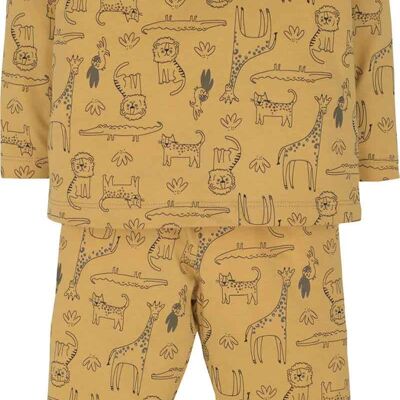 Boys pajamas, printed in mustard