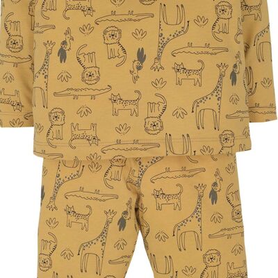 Boys pajamas in mustard, printed