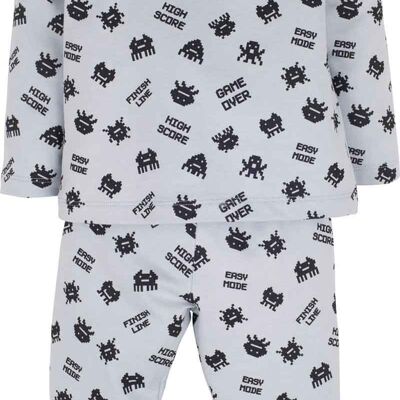 Boys pajamas -game over, in gray, printed