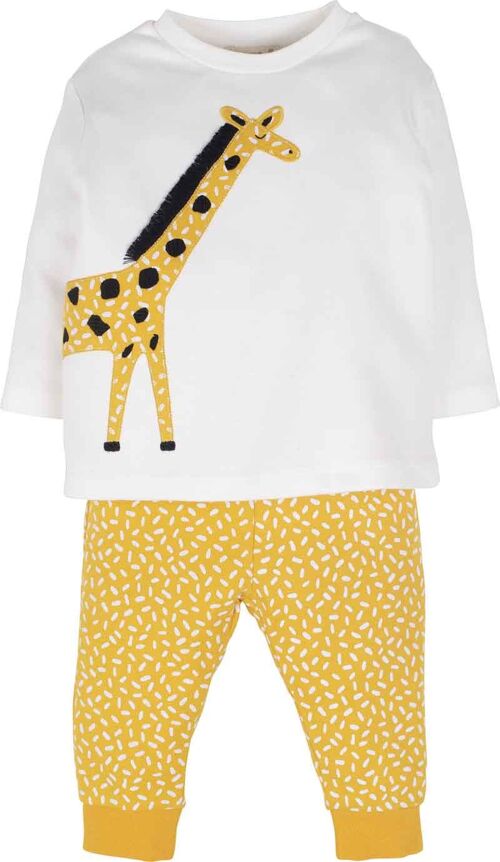 Jungen Set -Giraffe, 2 tlg. in weiss, senf