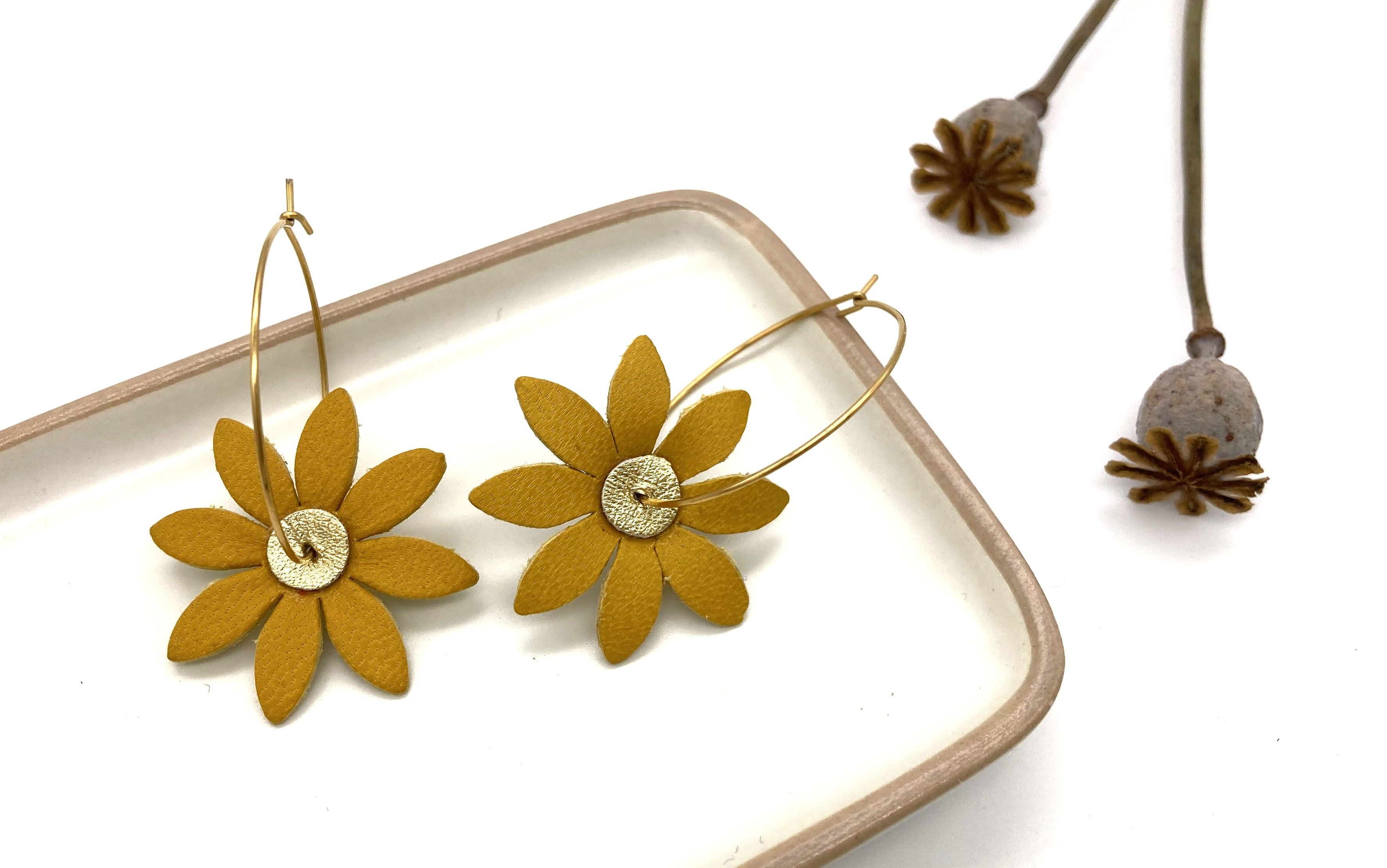 Yellow flower earrings