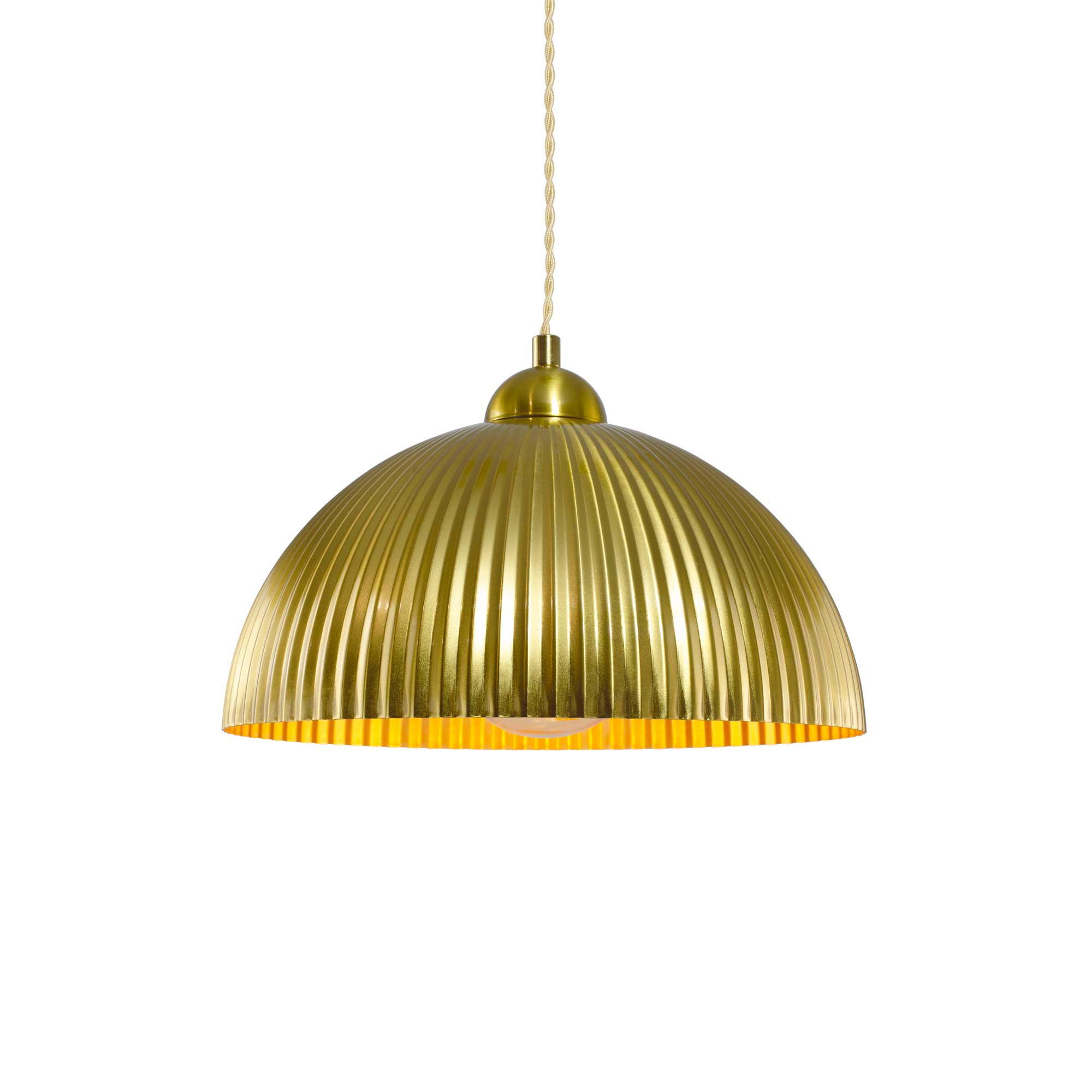 Lámpara colgante Orlan de metal dorado plisado