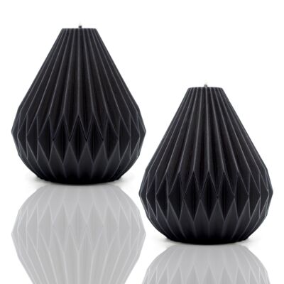 BOUGIE LANTERNE ORIGAMI EN FORME DE POIRE NOIRE - LOT DE 2