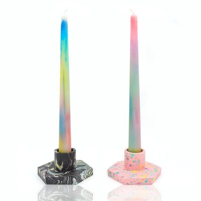 Rainbow marble tapers