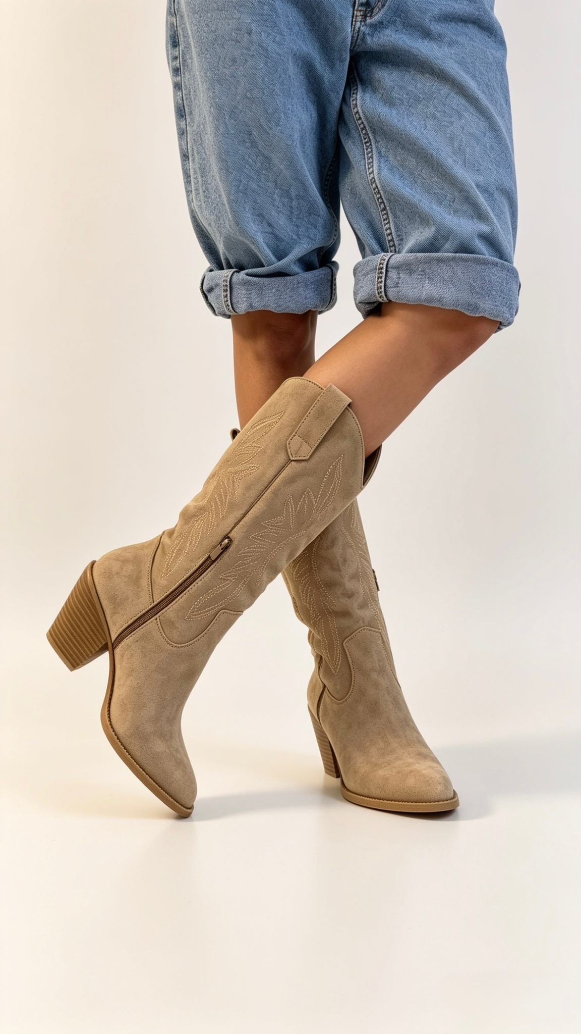 Camel Embroidered Pointed Toe Western Cowboy Boots (PACK OF 12 PAIRS UK3-UK8)
