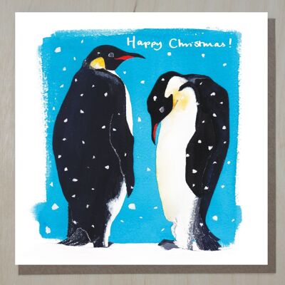 WND79 Weihnachtskarte (Pinguine im Schnee)