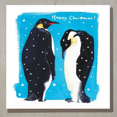 Tarjeta de Navidad WND79 (pingüinos en la nieve)