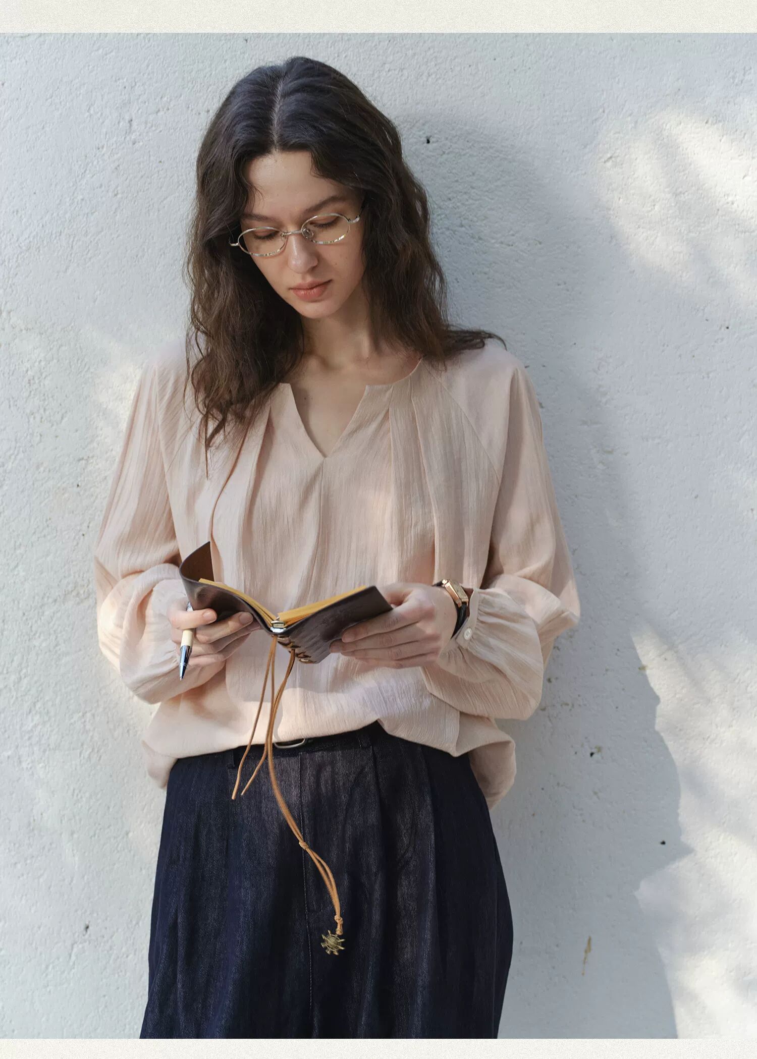 Women’s Soft Pink V-Neck Blouse