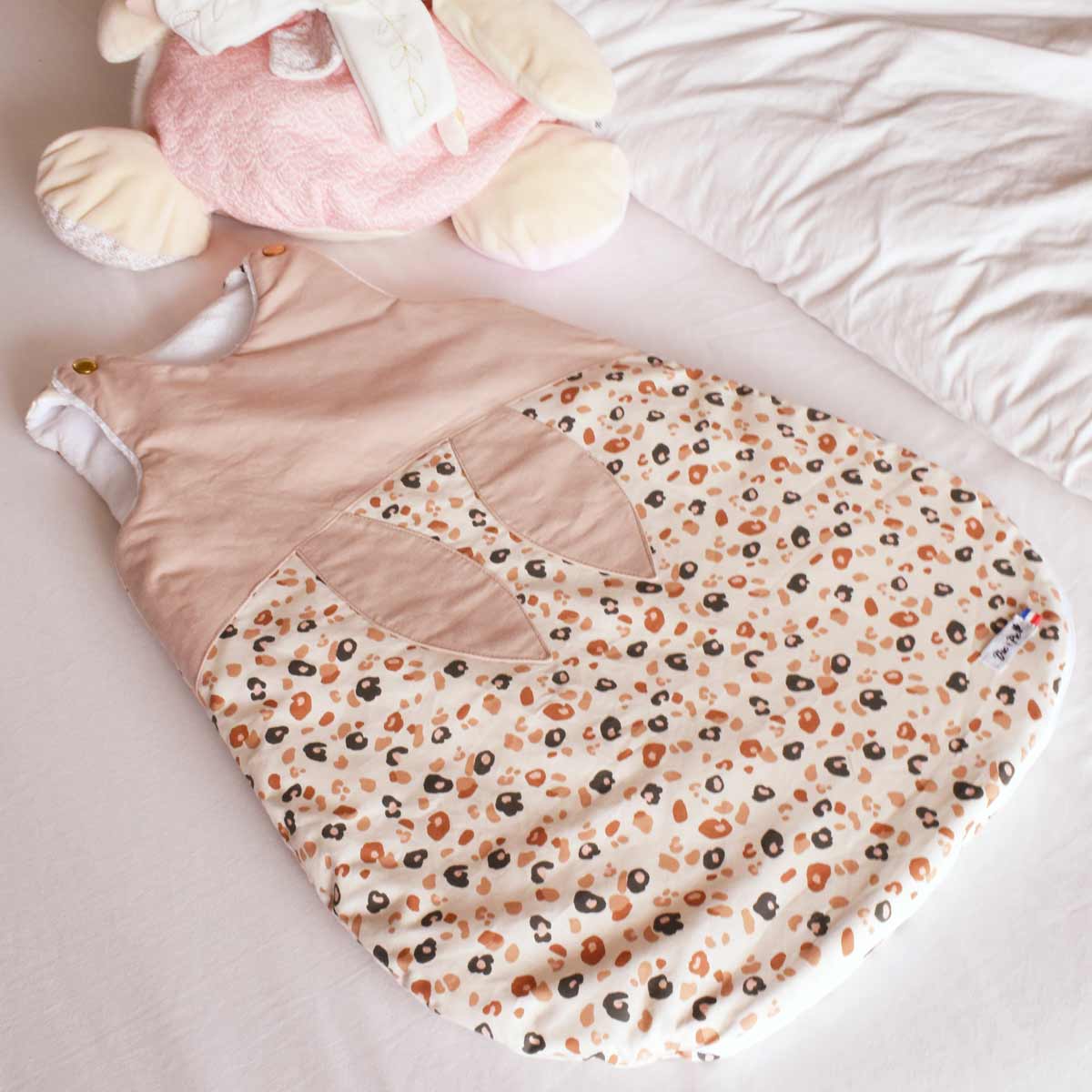 Leopard print baby sleeping bag - handmade in France - Oeko-Tex fabric - Leopard