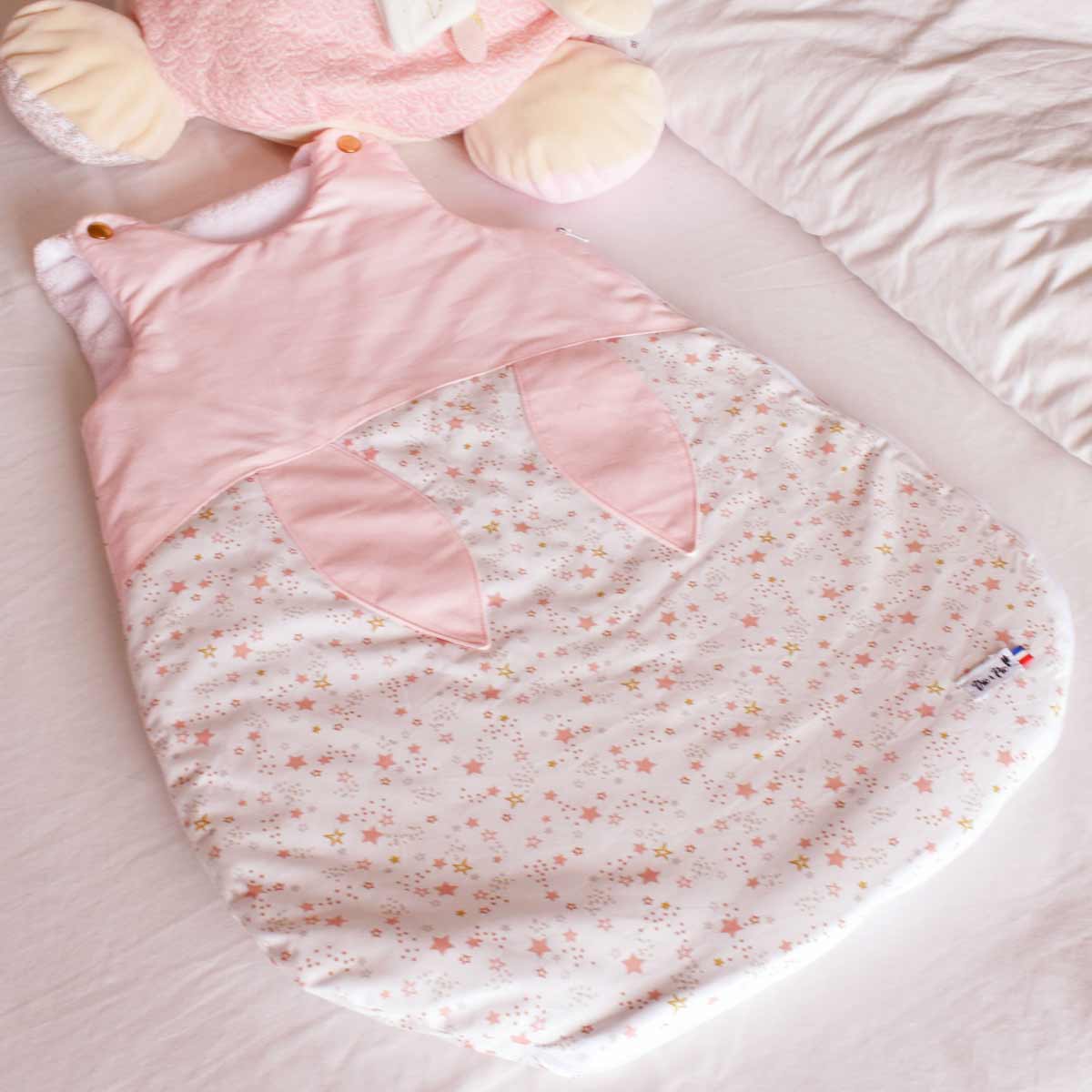 Baby sleeping bag with leopard print - handmade in France - Oeko-Tex fabric - Stars