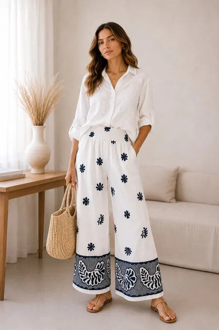 Le Pantalon PL036 Élégance Brodé