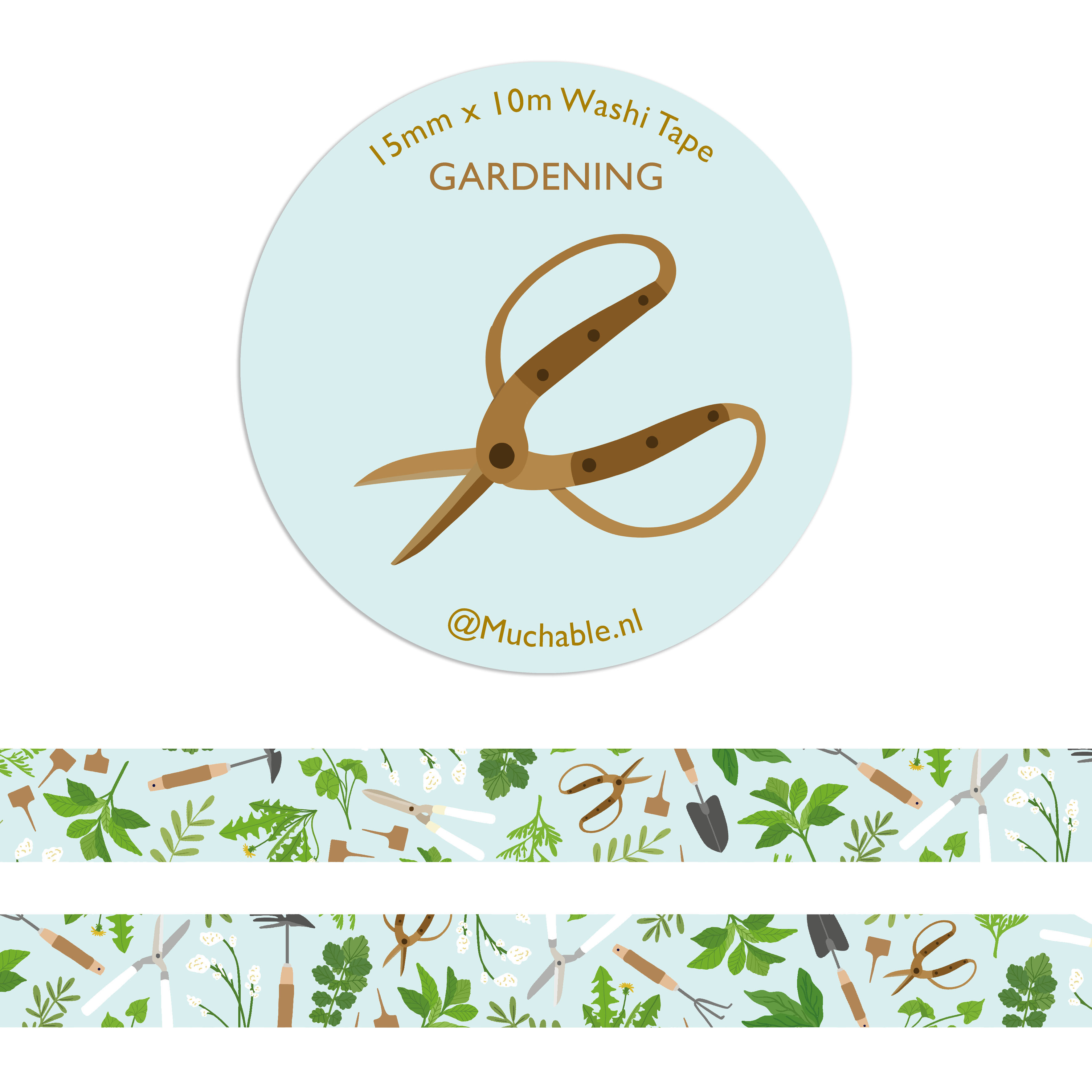 Washitape/paper tape - gardening illustration pattern