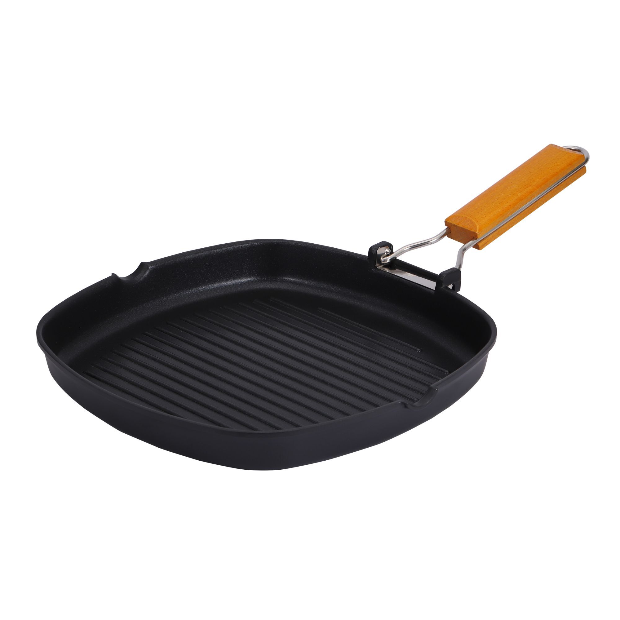 Sartén grill antiadherente de inducción Innovacook con mango de madera plegable – 24 cm