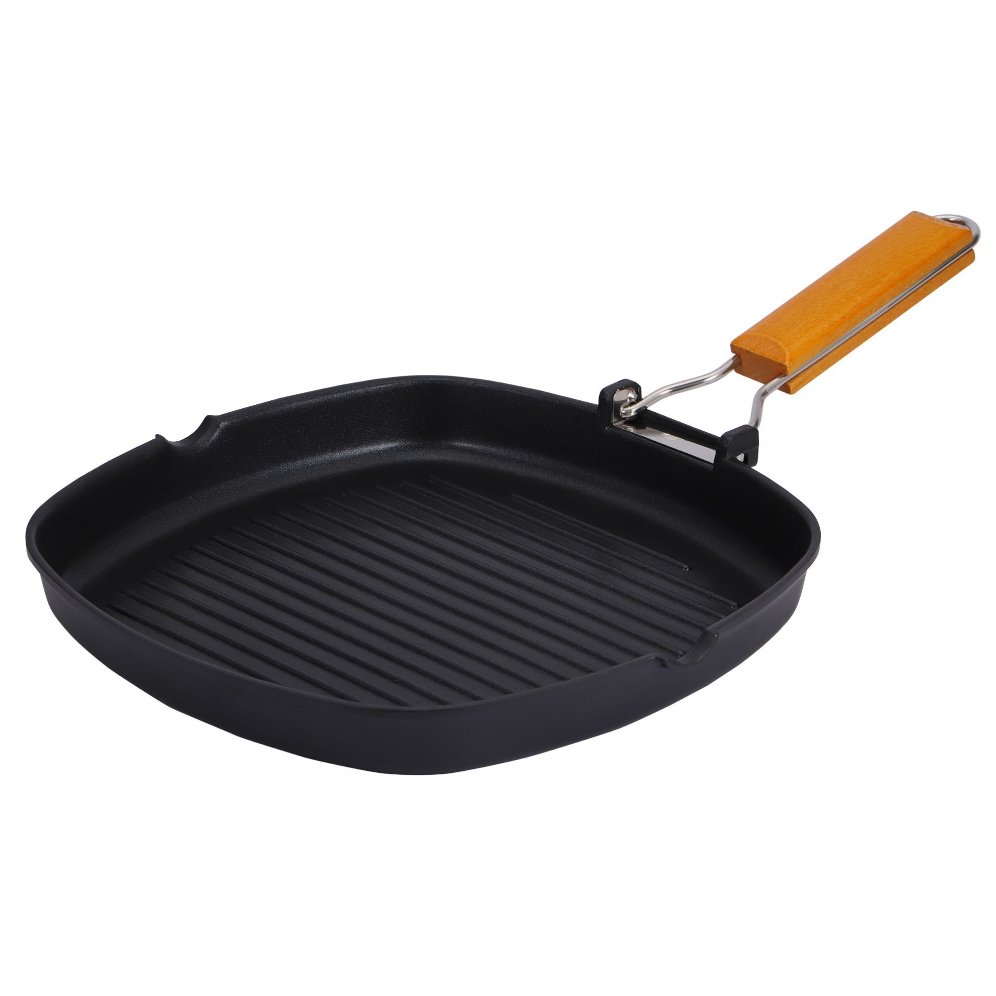 Innovacook Antihaft-Induktionsgrillpfanne mit klappbarem Holzgriff – 28 cm