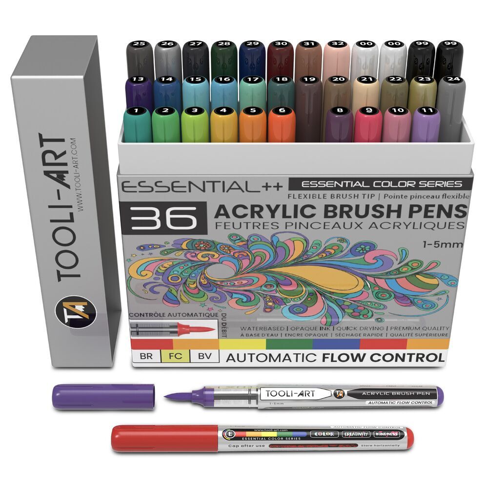 TOOLI Acrylmarker-Set, 36 Farben, Pinselspitze, AFC