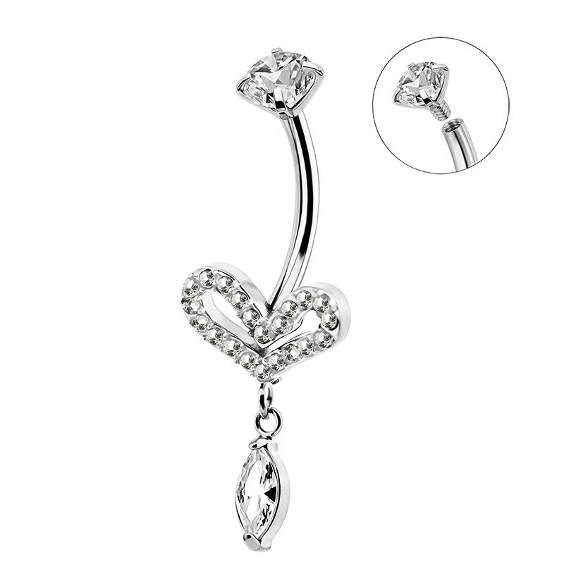 BANANA HEART PENDANT PIERCING WITH ZIRCONIA
