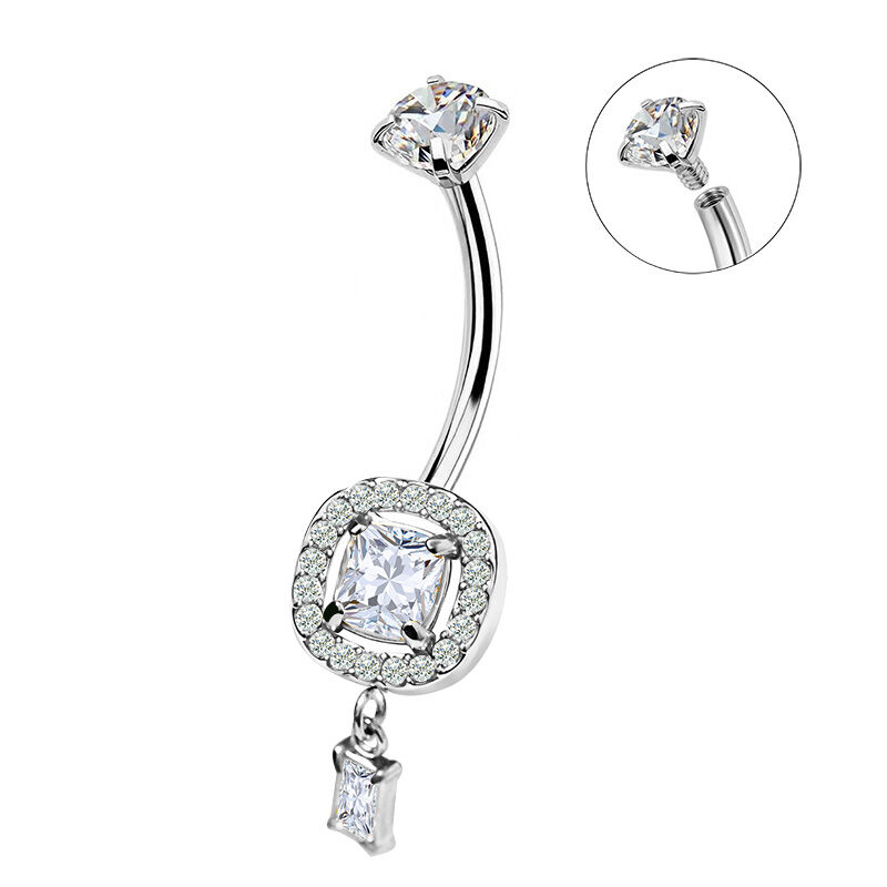 SQUARE BANANA PIERCING WITH ZIRCONIA PENDANT