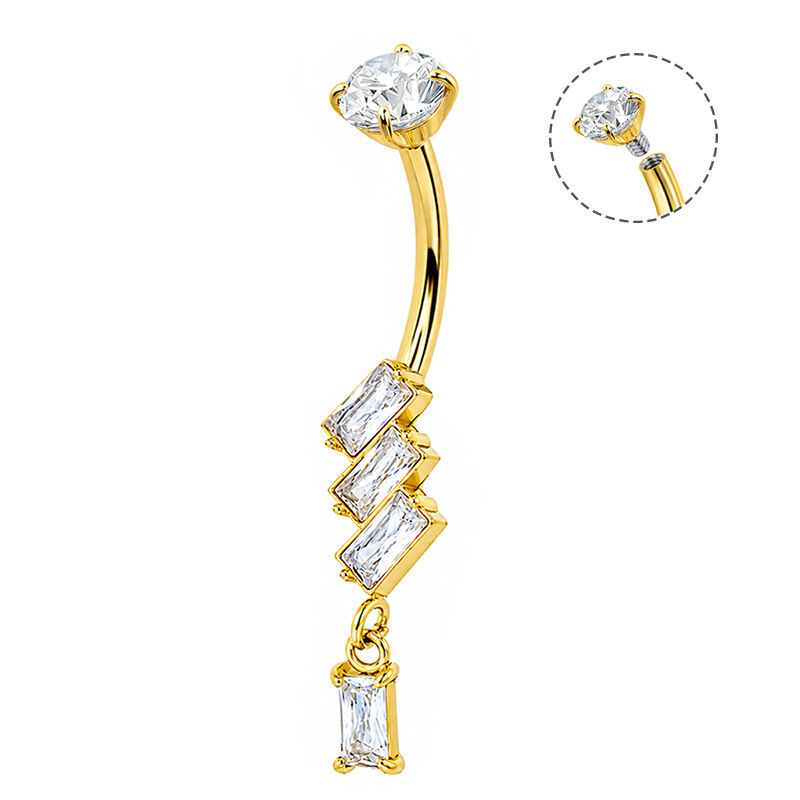 Banana Piercing with Baguette-Cut Zirconia