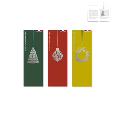Assortment of 9 metal bookmarks - Silver Christmas