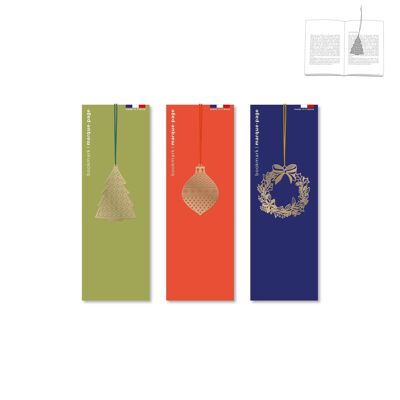 Assortment of 9 metal bookmarks - Golden Christmas