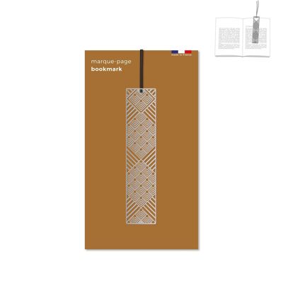 metal bookmark / clip with ribbon - matt rhombus