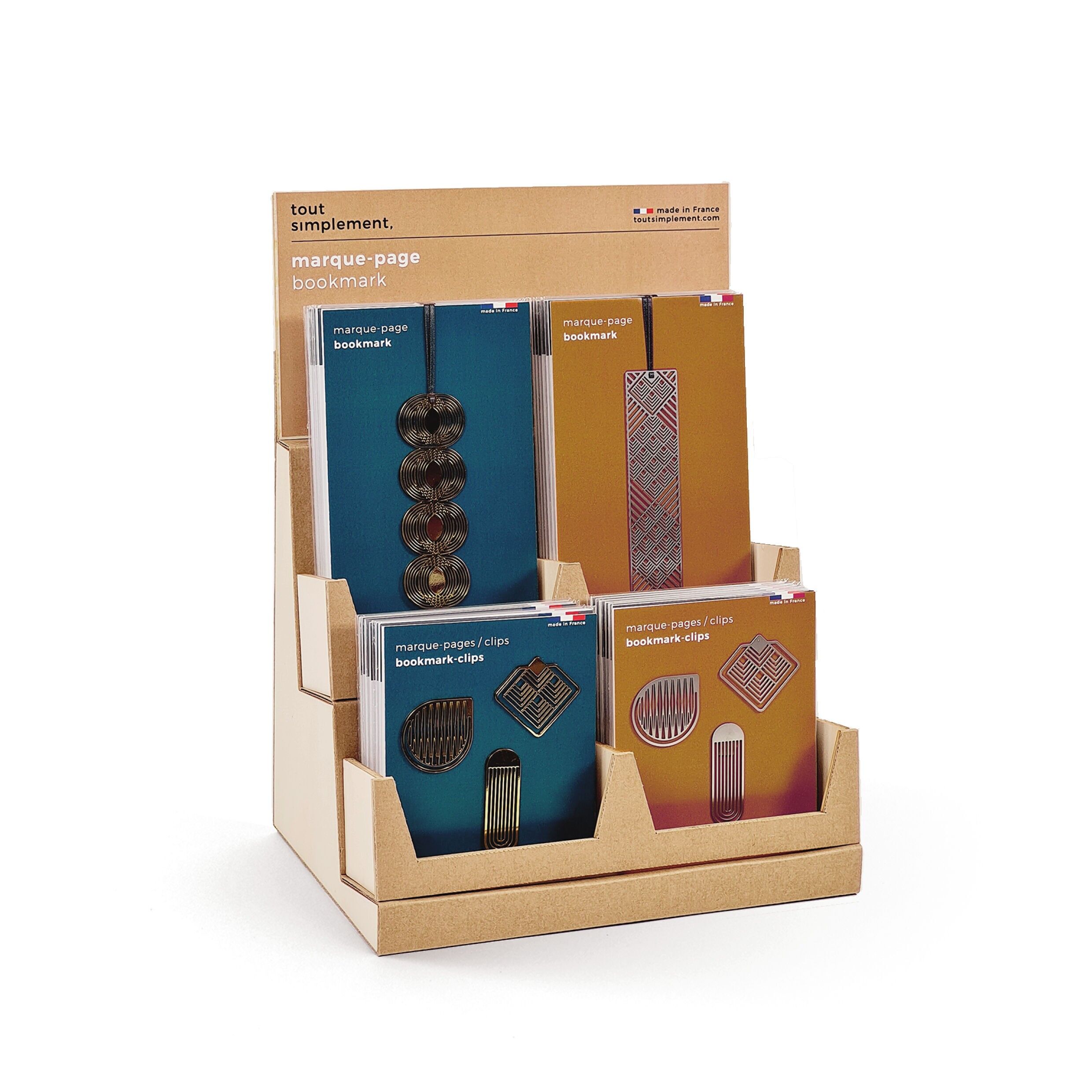 Display-Box voller 48 Lesezeichen / Metallklammern - Grafik + kostenloses Display