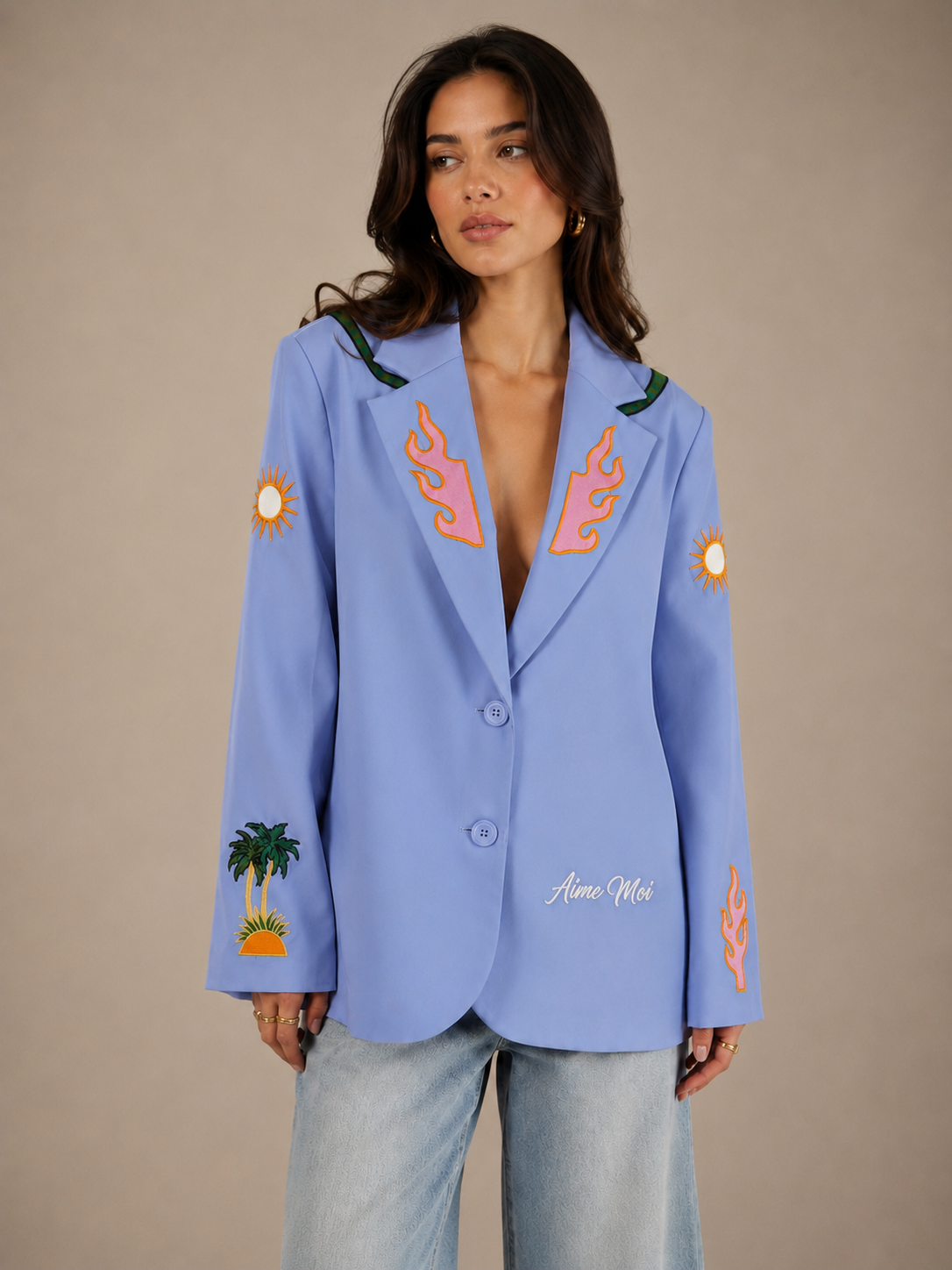 Sunset Riviera embroidered blazer - PALM VESTE - Pack of 4: 1S - 1M - 1L - 1XL