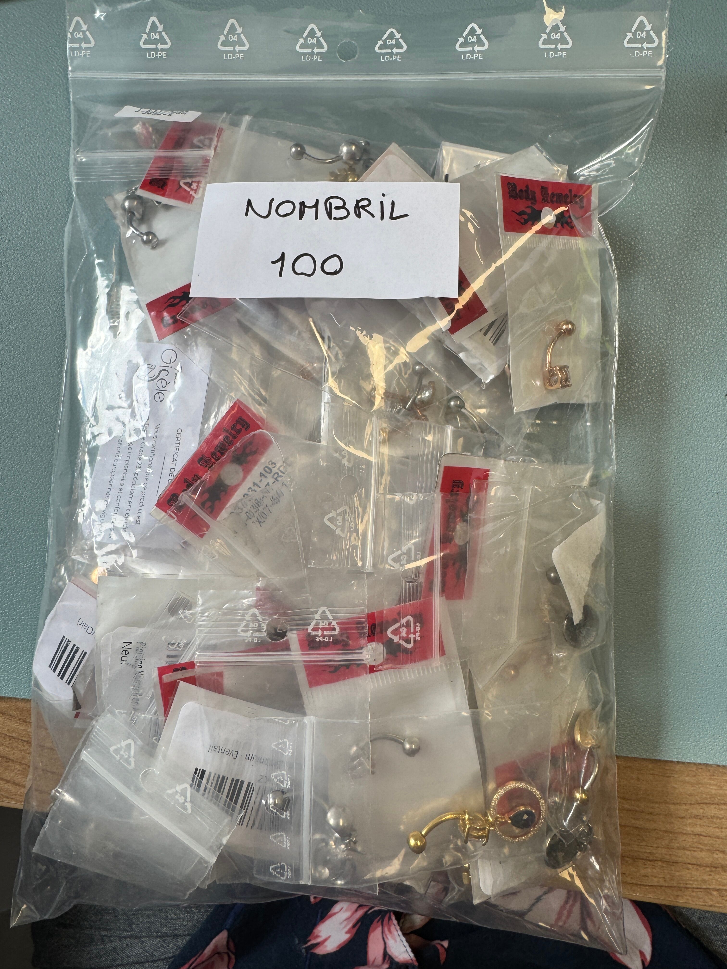 CLEARANCE SALE - LOT of 100 316L Surgical Steel Navel Piercings