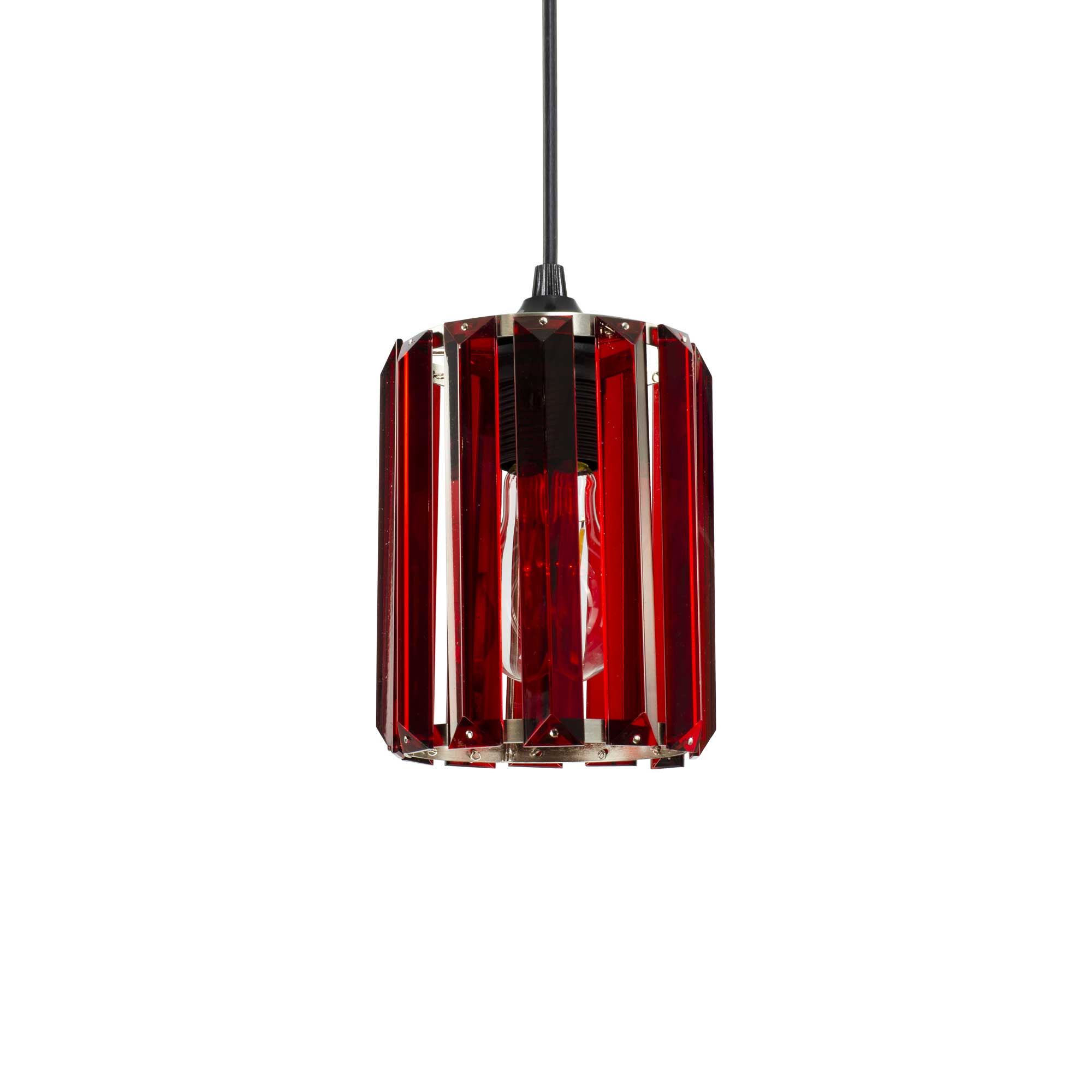 Lampada a sospensione Miniko in vetro sfaccettato colorato.