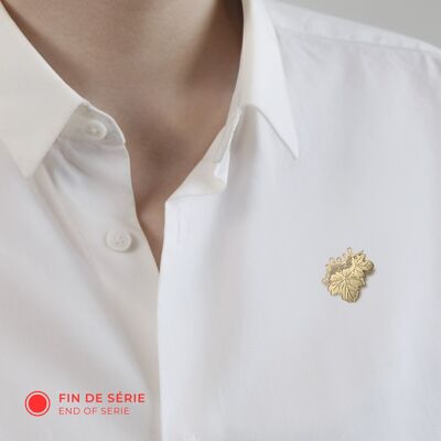 broche magnétique - oenologie - feuille doré