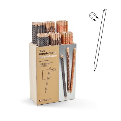 Présentoir plein de 120 crayons de papier magnétiques - graphique + présentoir offert