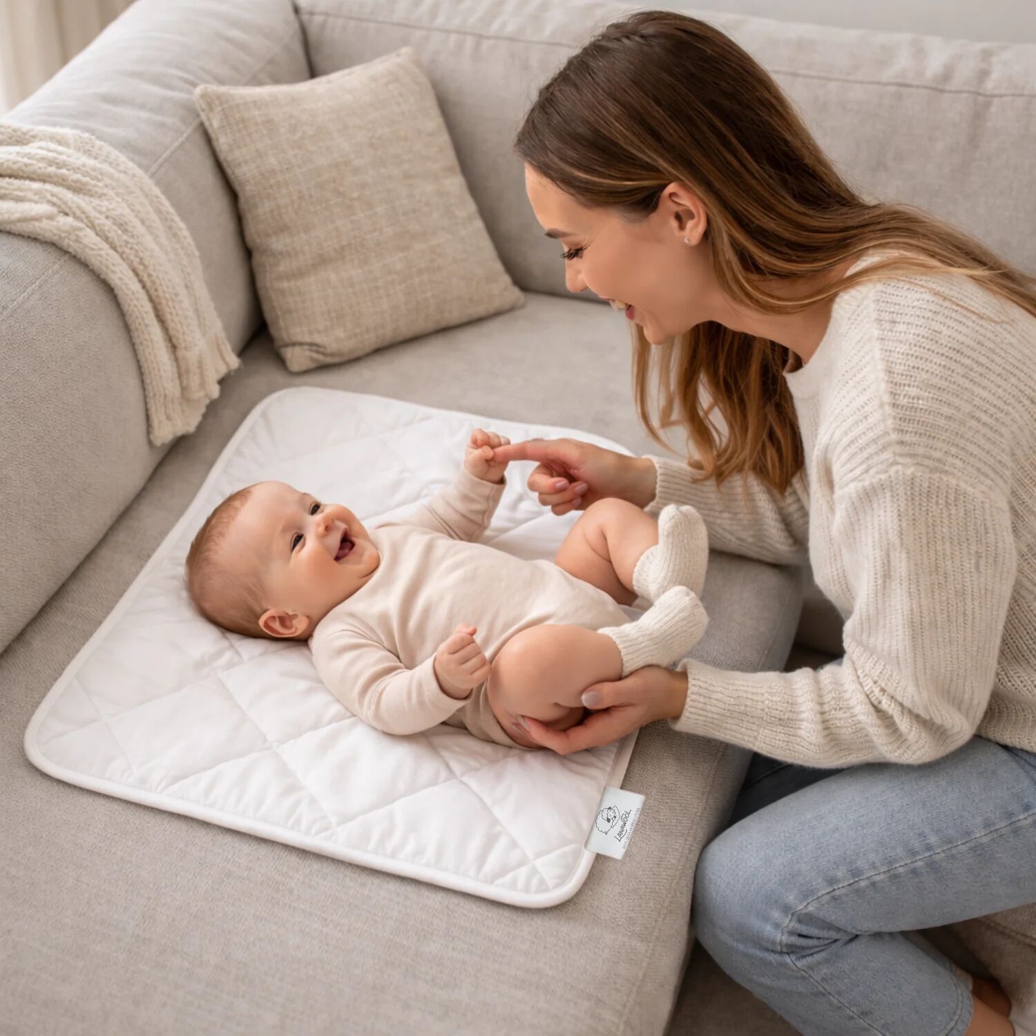 Lanawool Merino Wool Baby Changing Mat White 50x70 900 GSM