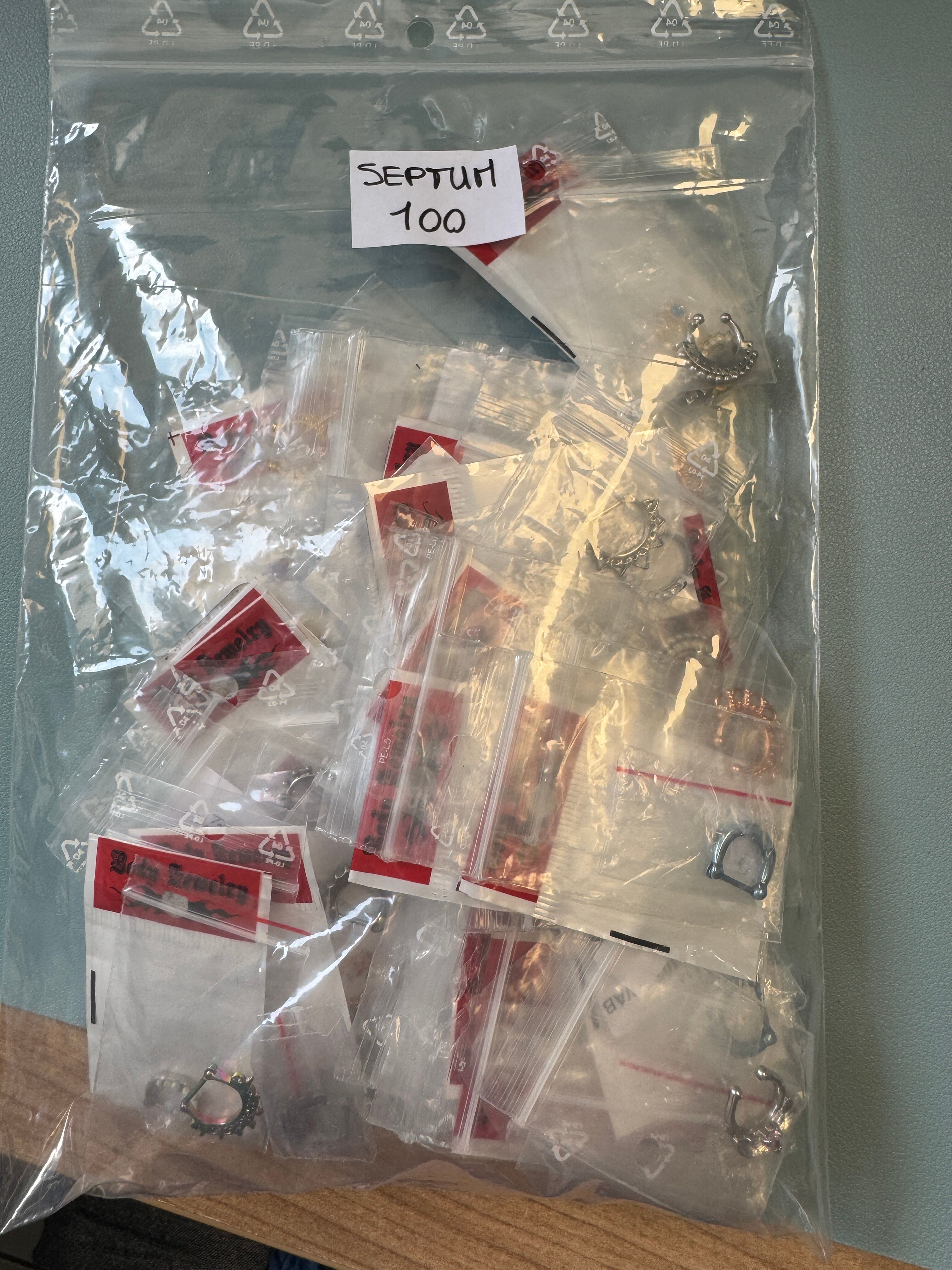 CLEARANCE SALE - LOT of 100 SEPTUM Piercings in 316L Surgical Steel