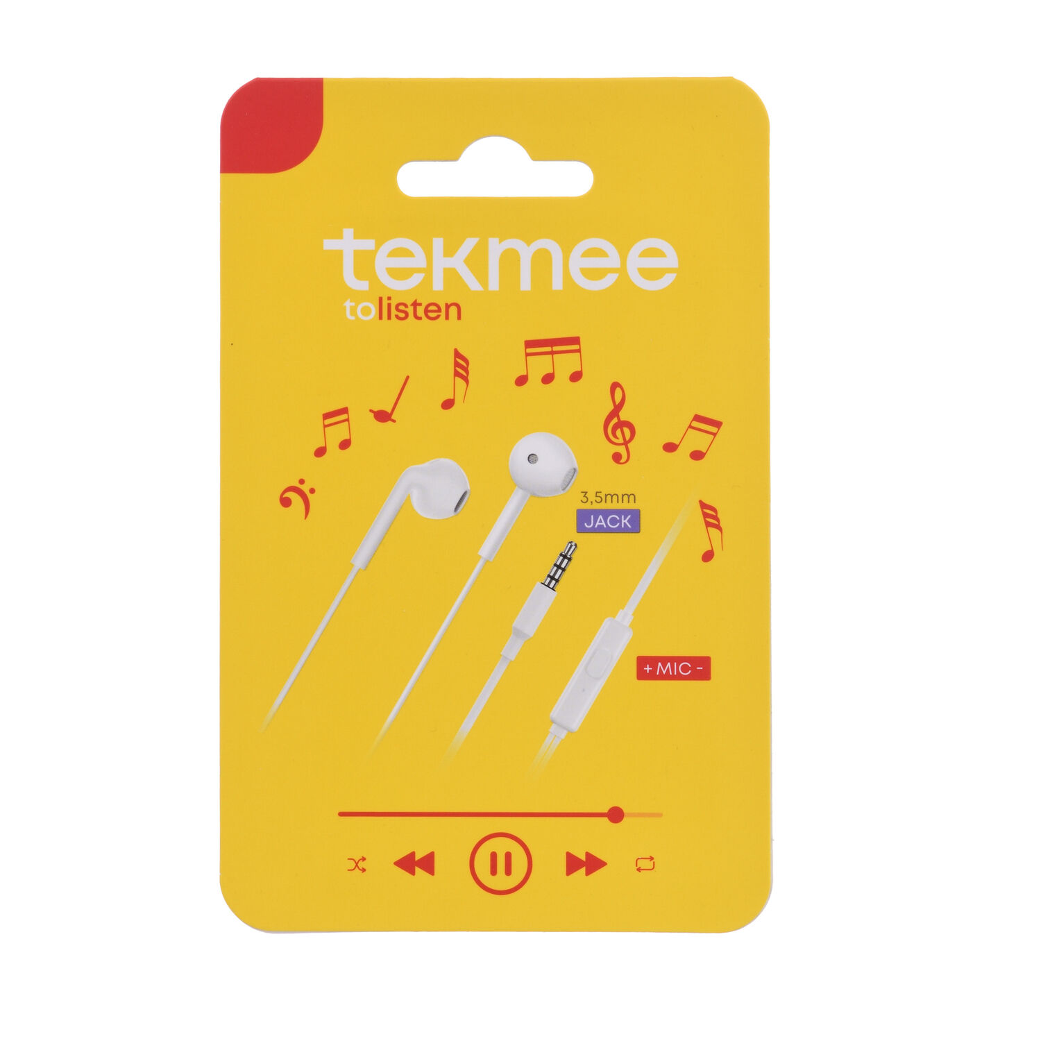 Cuffie stereo Tekmee da 3,5 mm con microfono - Bianche