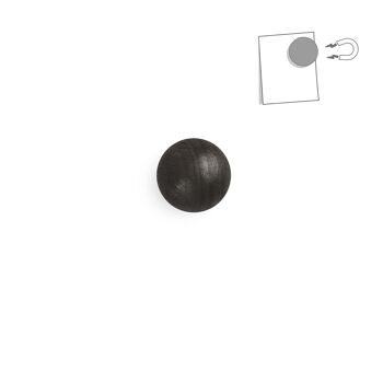 Petite boule magnétique en bois - noir 1