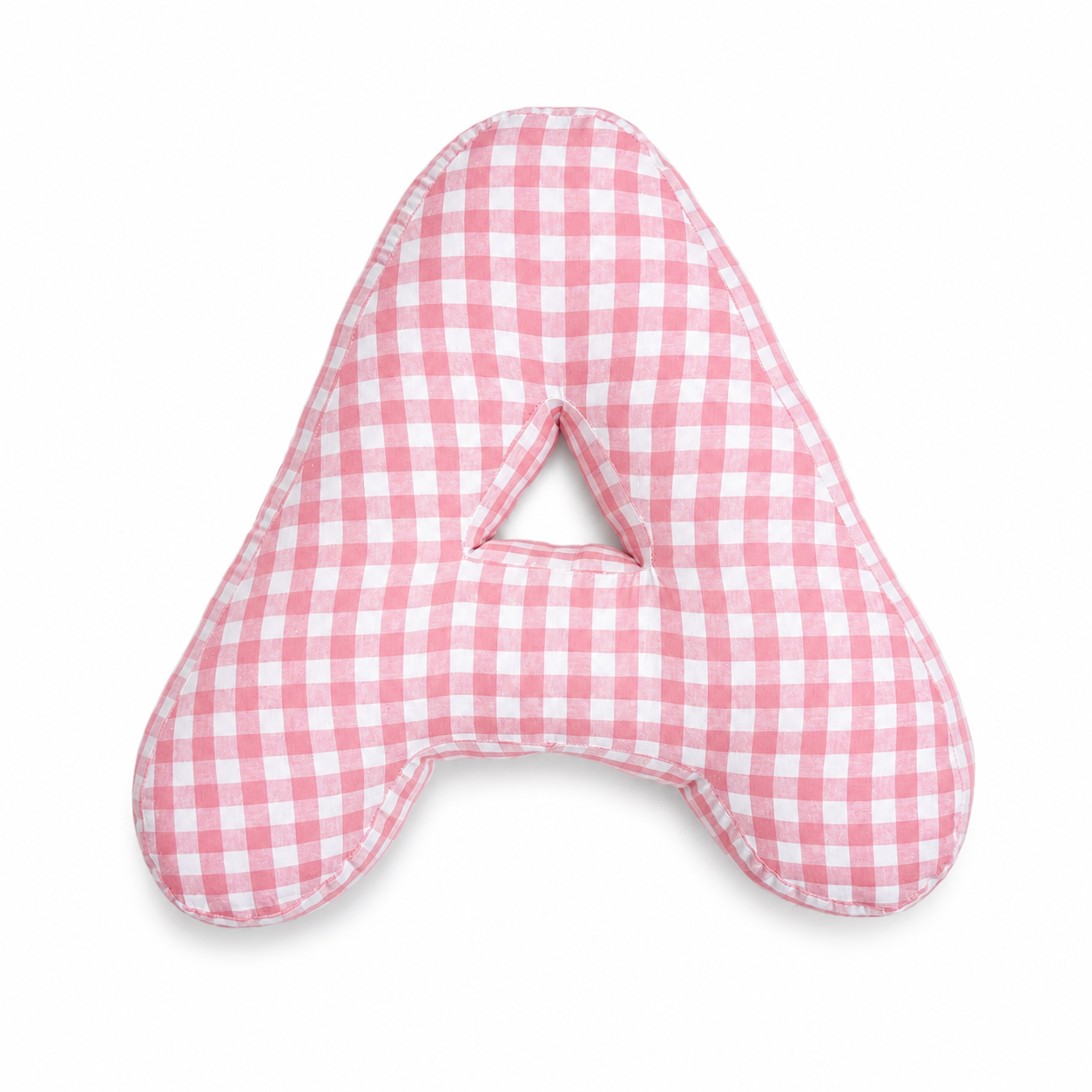Cuscino con lettera a quadretti rosa