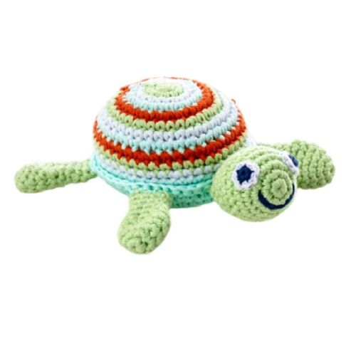 Crochet Baby Toy Turtle rattle  green