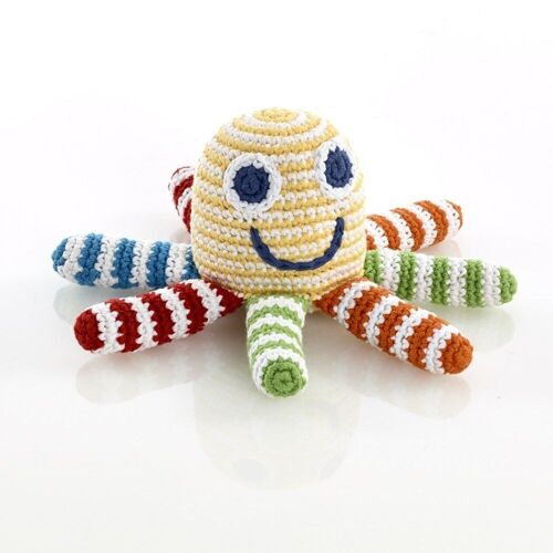 Baby Toy Octopus rattle - yellow