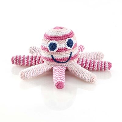 Baby Soft Toy Octopus rattle - pale pink