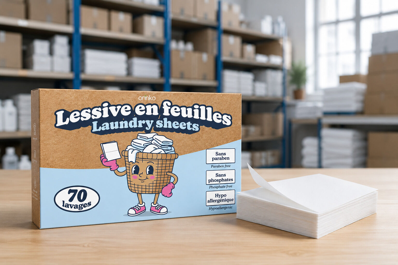Lessive en feuilles Orinko, 70 lavages, sans paraben ni phosphate